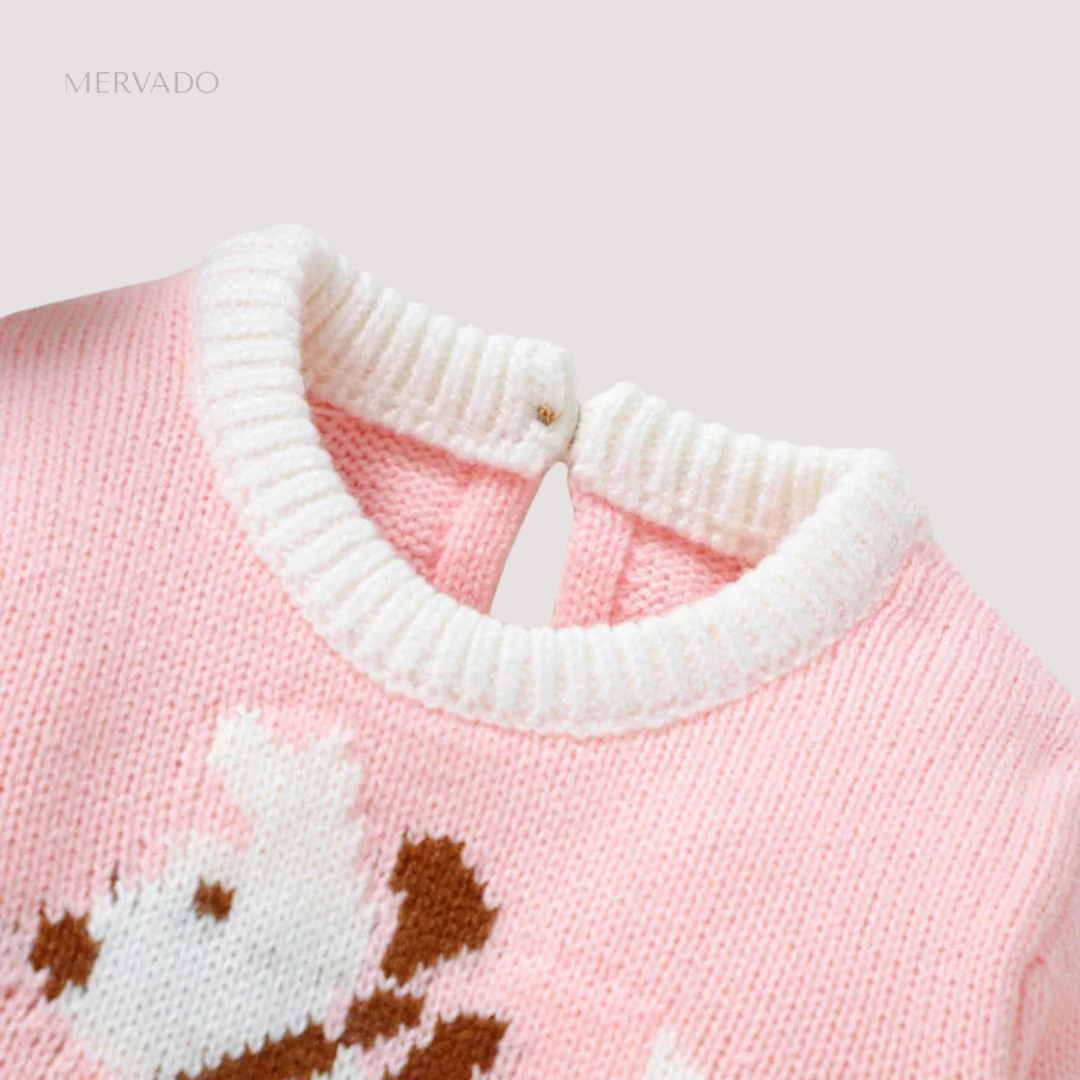 Schattige gebreide babyromper met puppymotief – Zachte jumpsuit in kousstijl voor comfortabel dagelijks gebruik