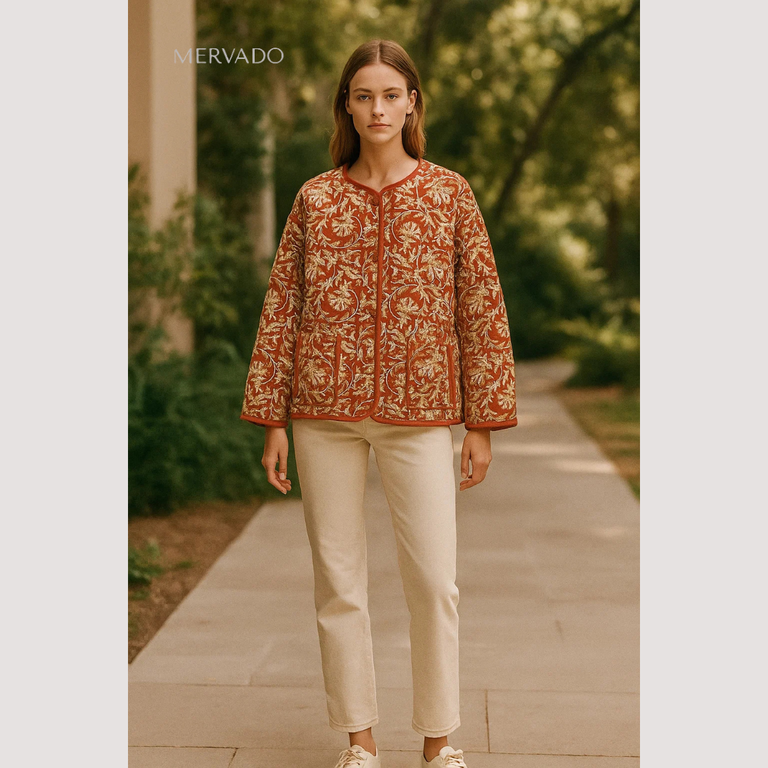 Gewatteerde jas met bloemenmotief voor dames – warme, lichtgewicht bovenkleding voor een comfortabele stijl